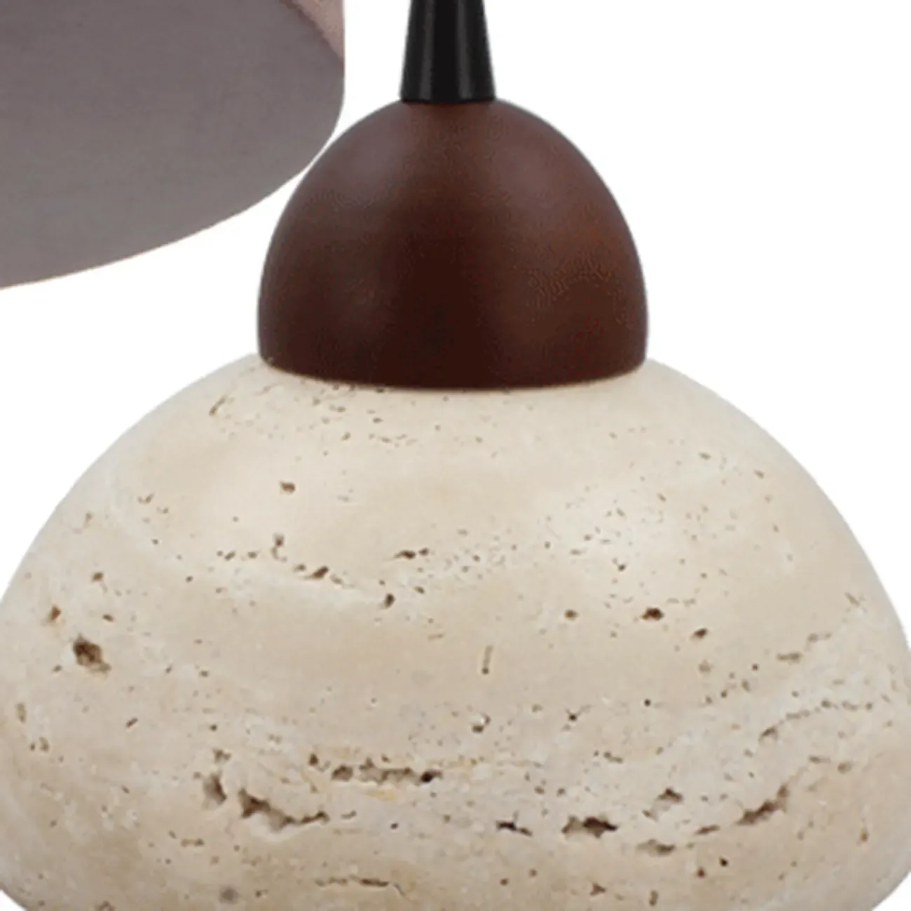 Modern 3-Light Walnut Wood Stone Cylinder Pendant Lamp Image - 8
