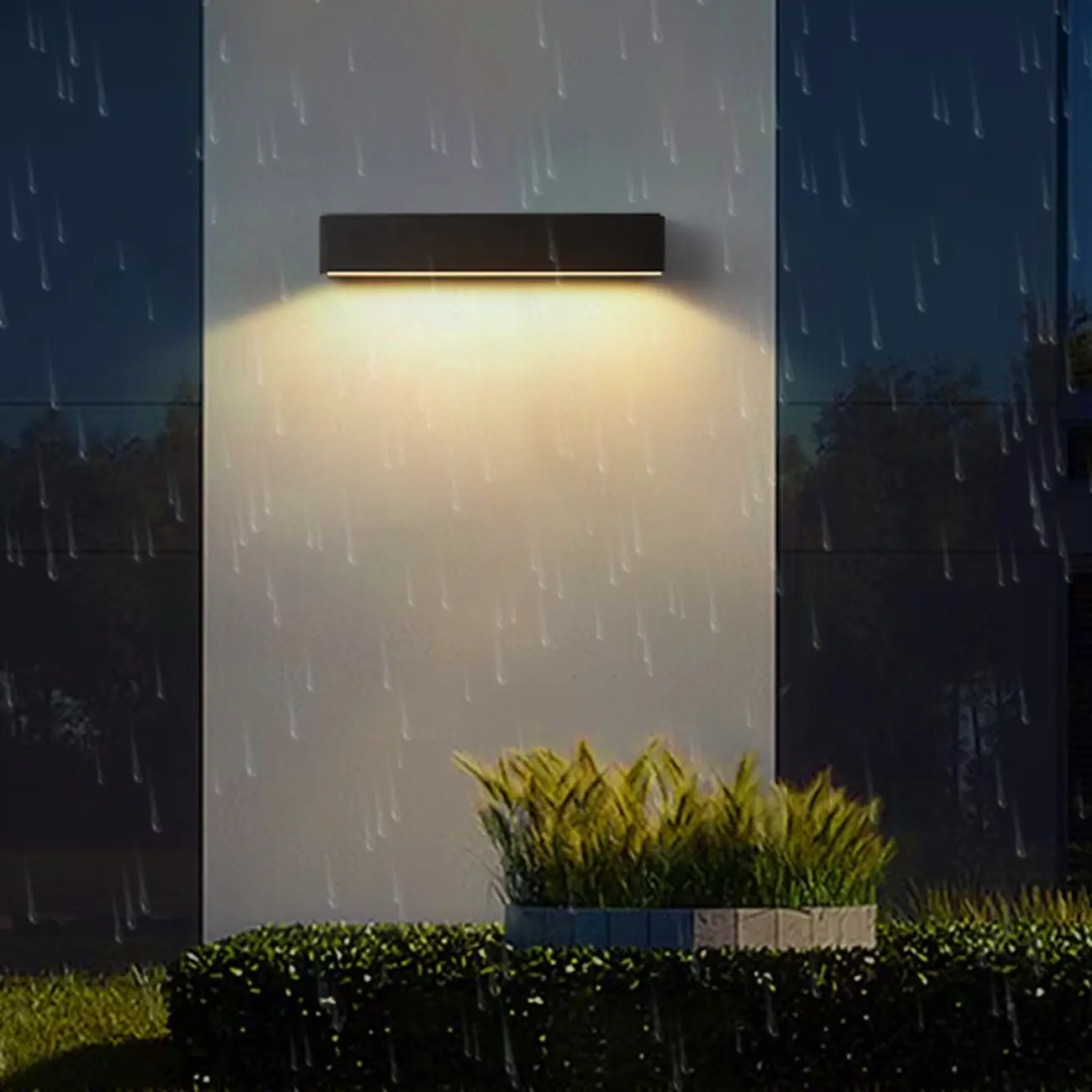 Postmodern Outdoor Rectangle  Black LED Wall Sconce Light  Image - 6 | homeyfad