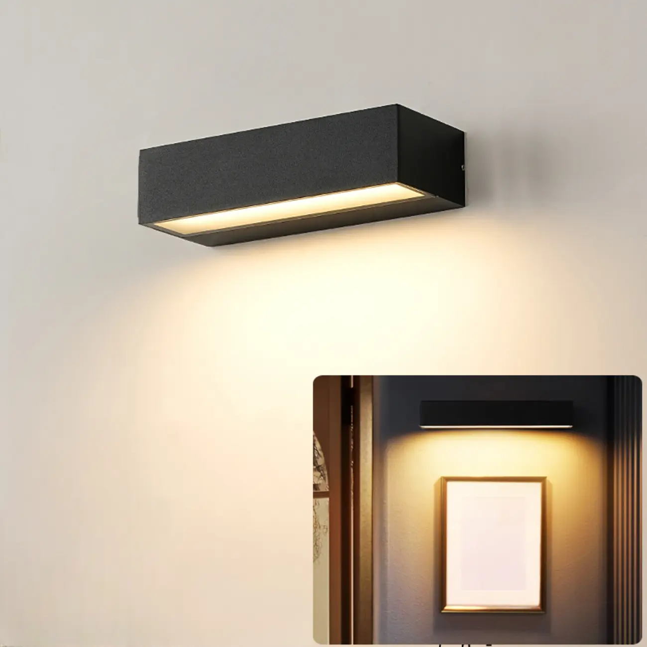 Postmodern Outdoor Rectangle  Black LED Wall Sconce Light  Image - 7 | homeyfad