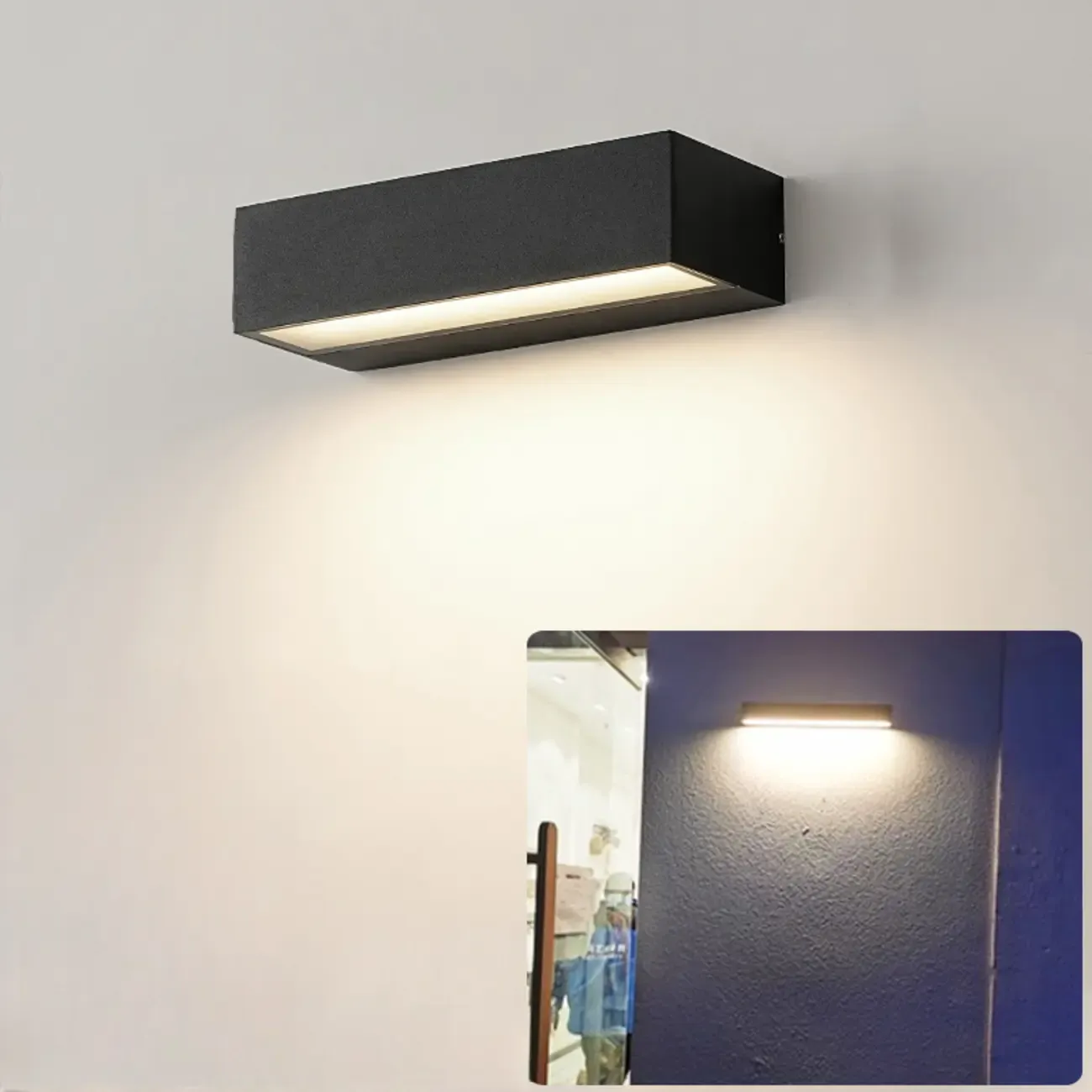 Postmodern Outdoor Rectangle  Black LED Wall Sconce Light  Image - 12