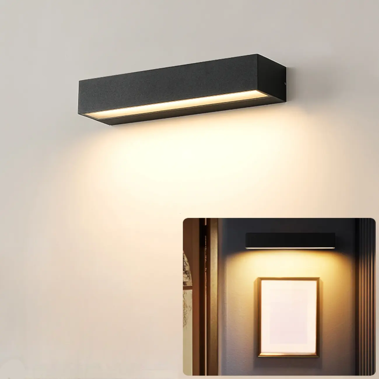 Postmodern Outdoor Rectangle  Black LED Wall Sconce Light  Image - 16 | homeyfad