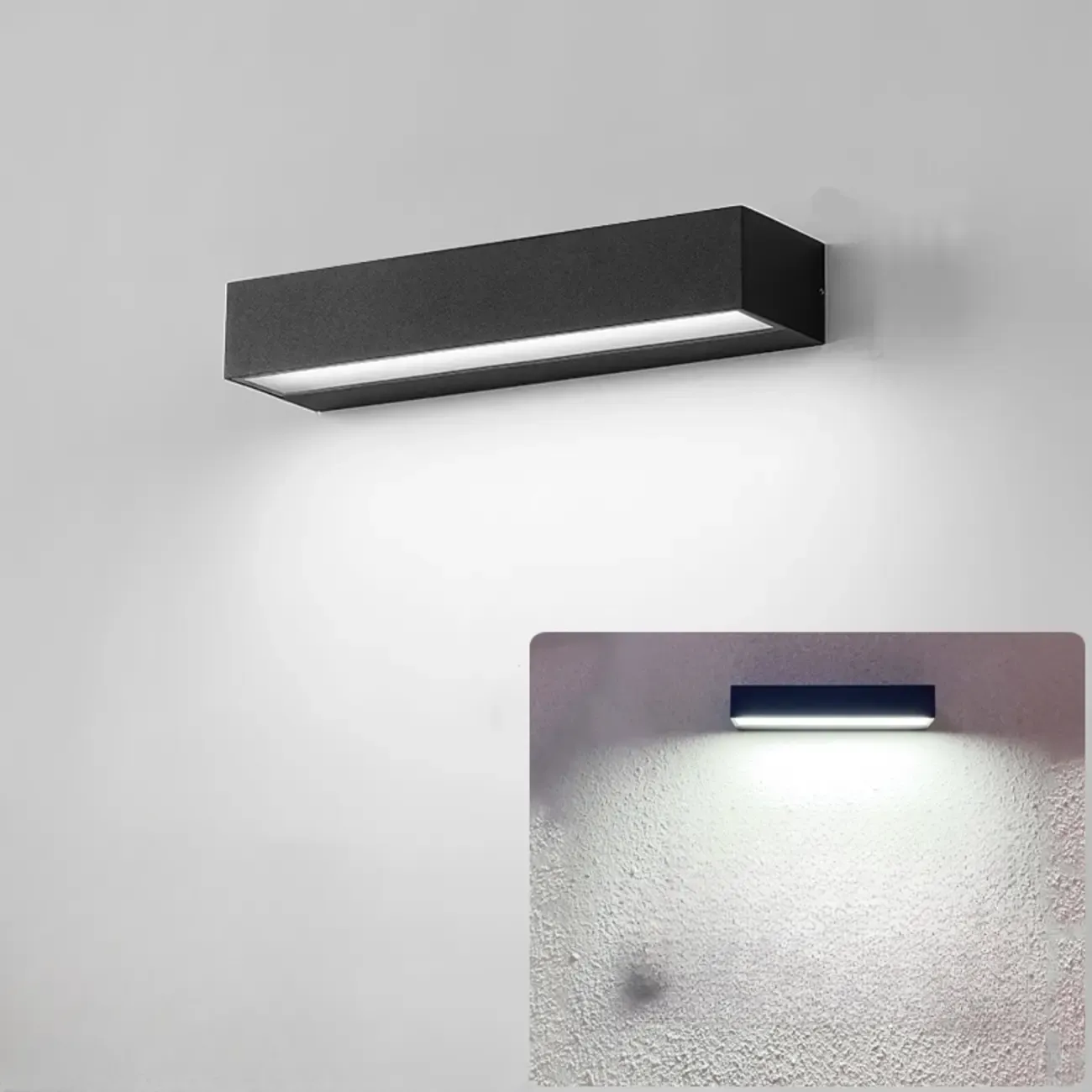Postmodern Outdoor Rectangle  Black LED Wall Sconce Light  Image - 17