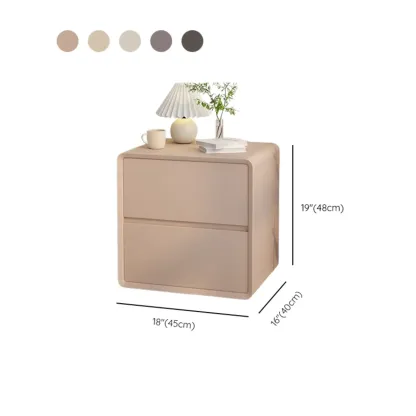 Modern Cream Bedside Table with Two Storage Drawers Image - 19