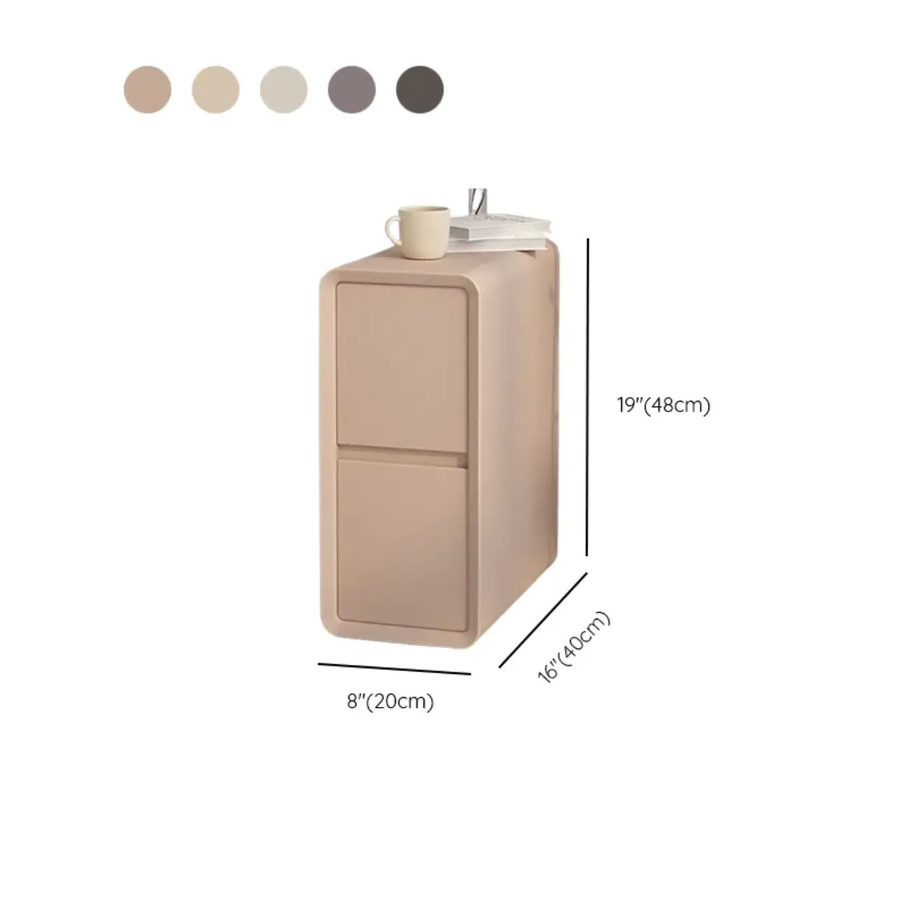 Modern Cream Bedside Table with Two Storage Drawers Image - 20