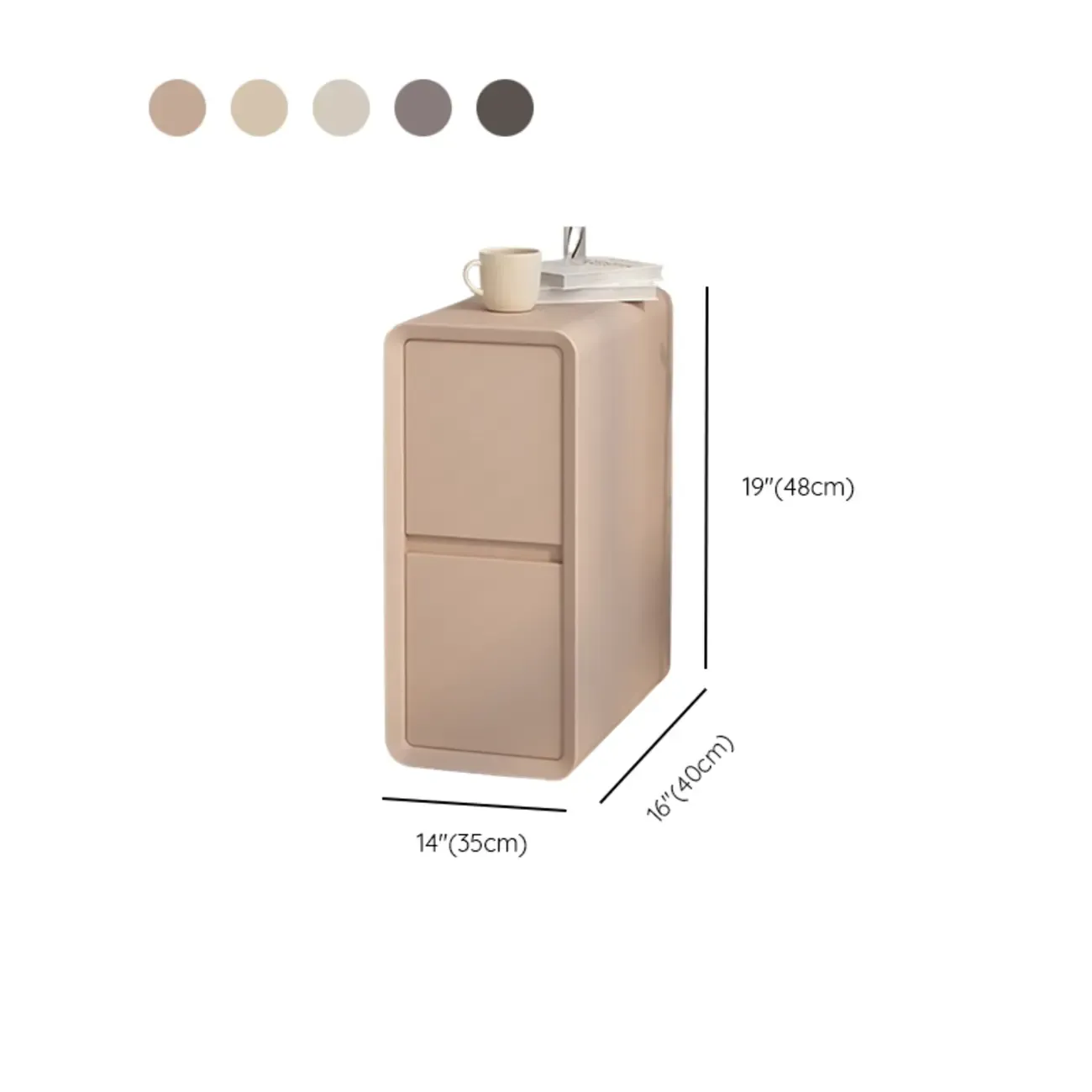 Modern Cream Bedside Table with Two Storage Drawers Image - 23