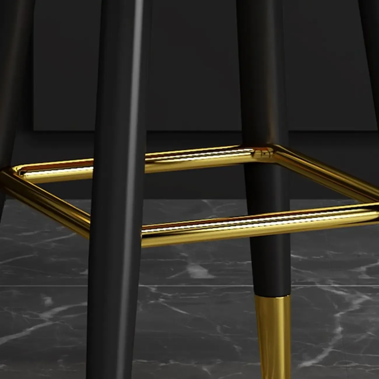 Modern Round Leather Curved Back Bar Stools Image - 3