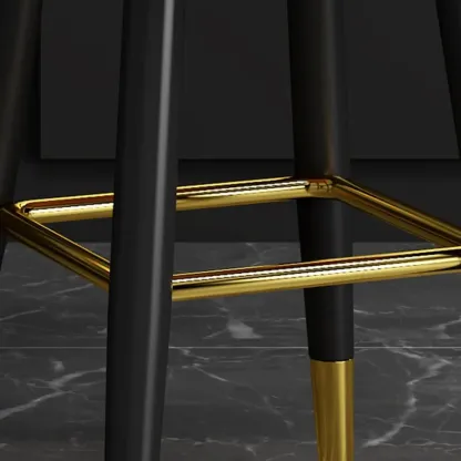 Modern Round Leather Curved Back Bar Stools Image - 3