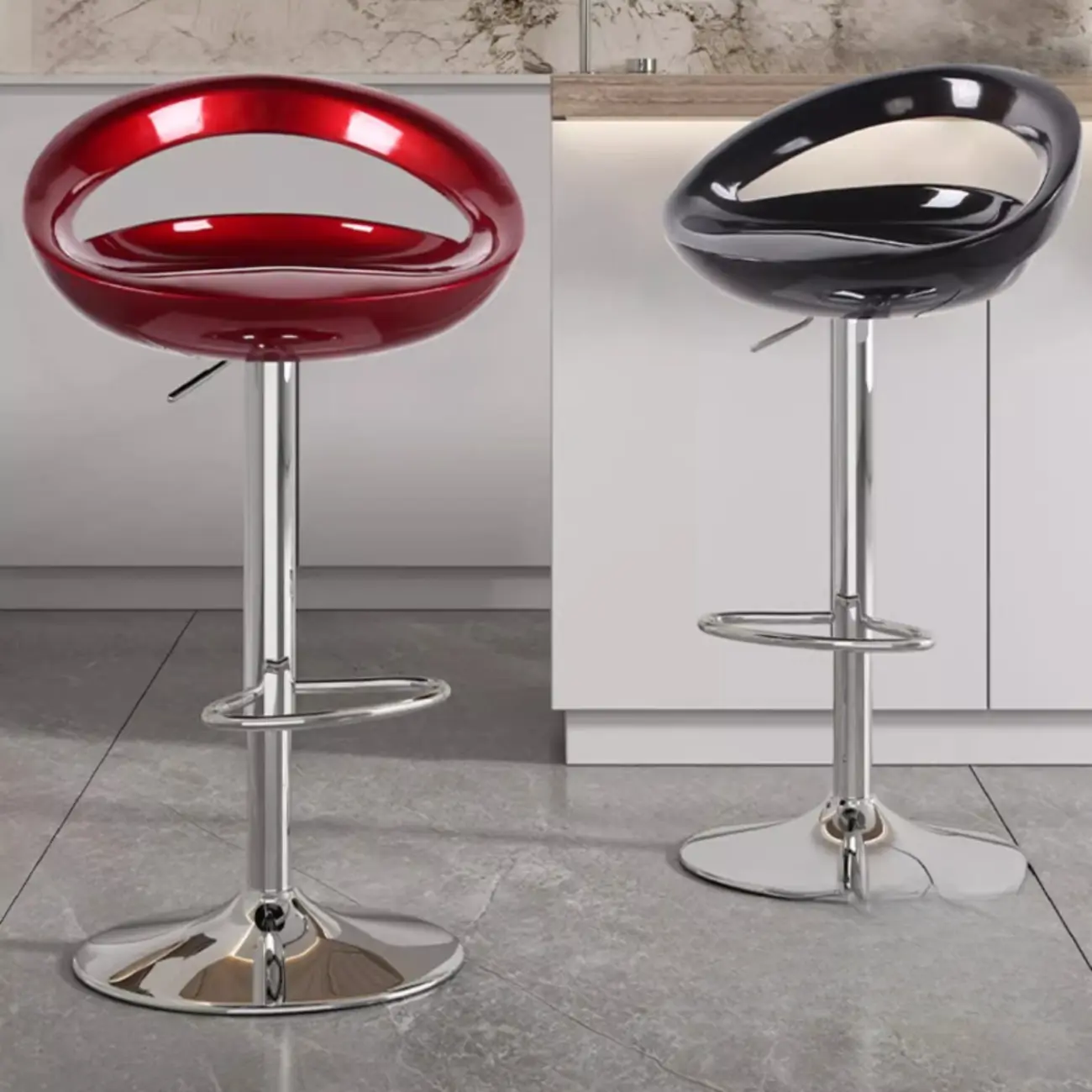 Acrylic Metal Accent Swivel Adjustable Bar Stool Image - 1 | homeyfad