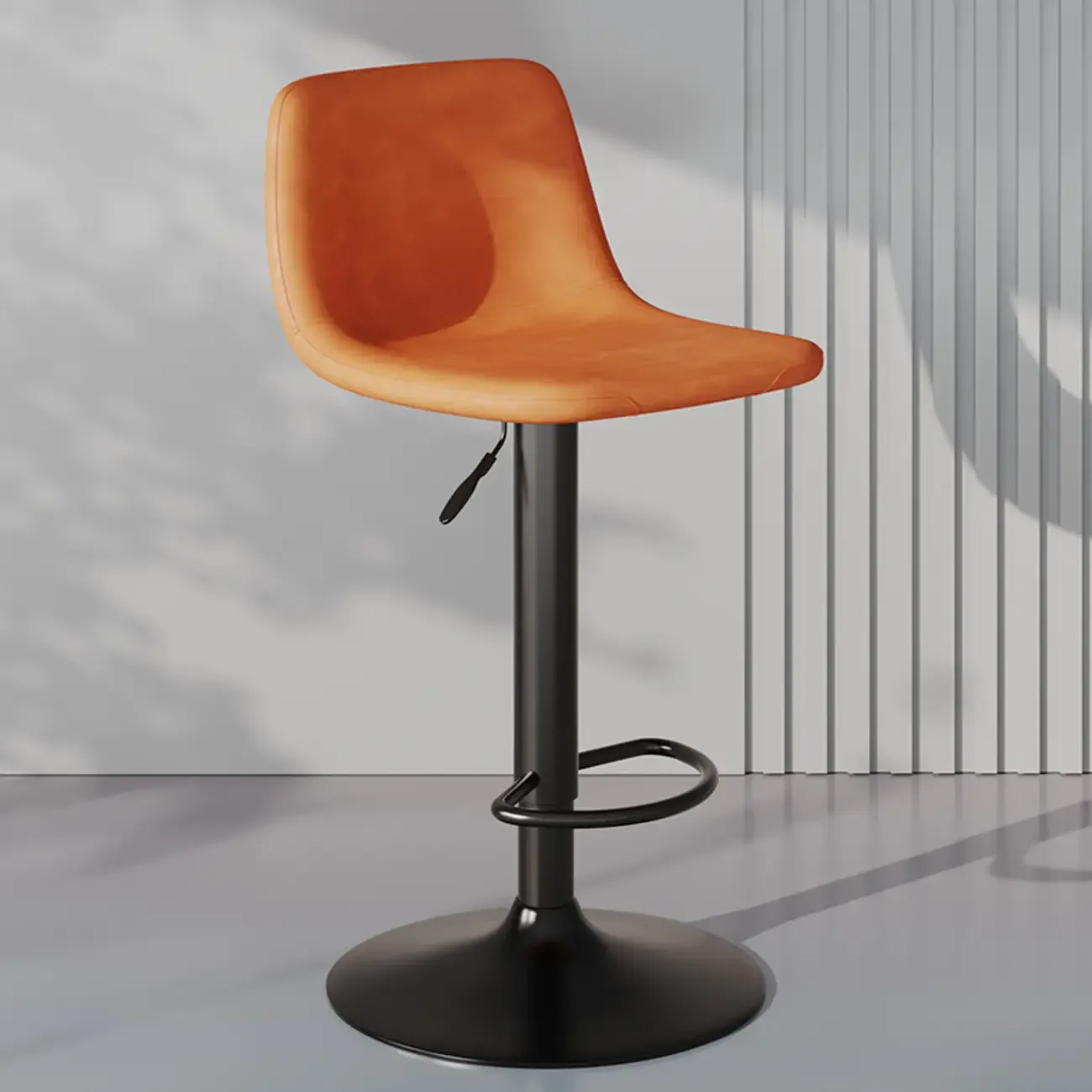 Modern Leather Swivel Bar Stool Adjustable Height Image - 2