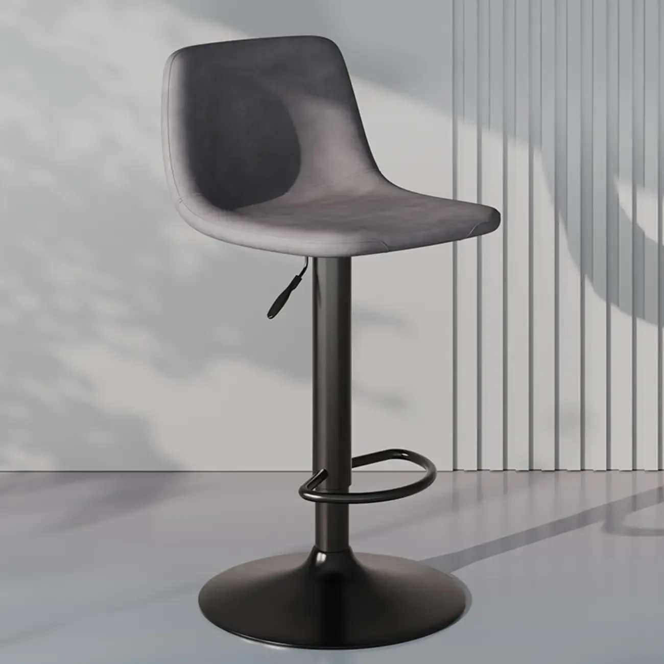 Modern Leather Swivel Bar Stool Adjustable Height Image - 6