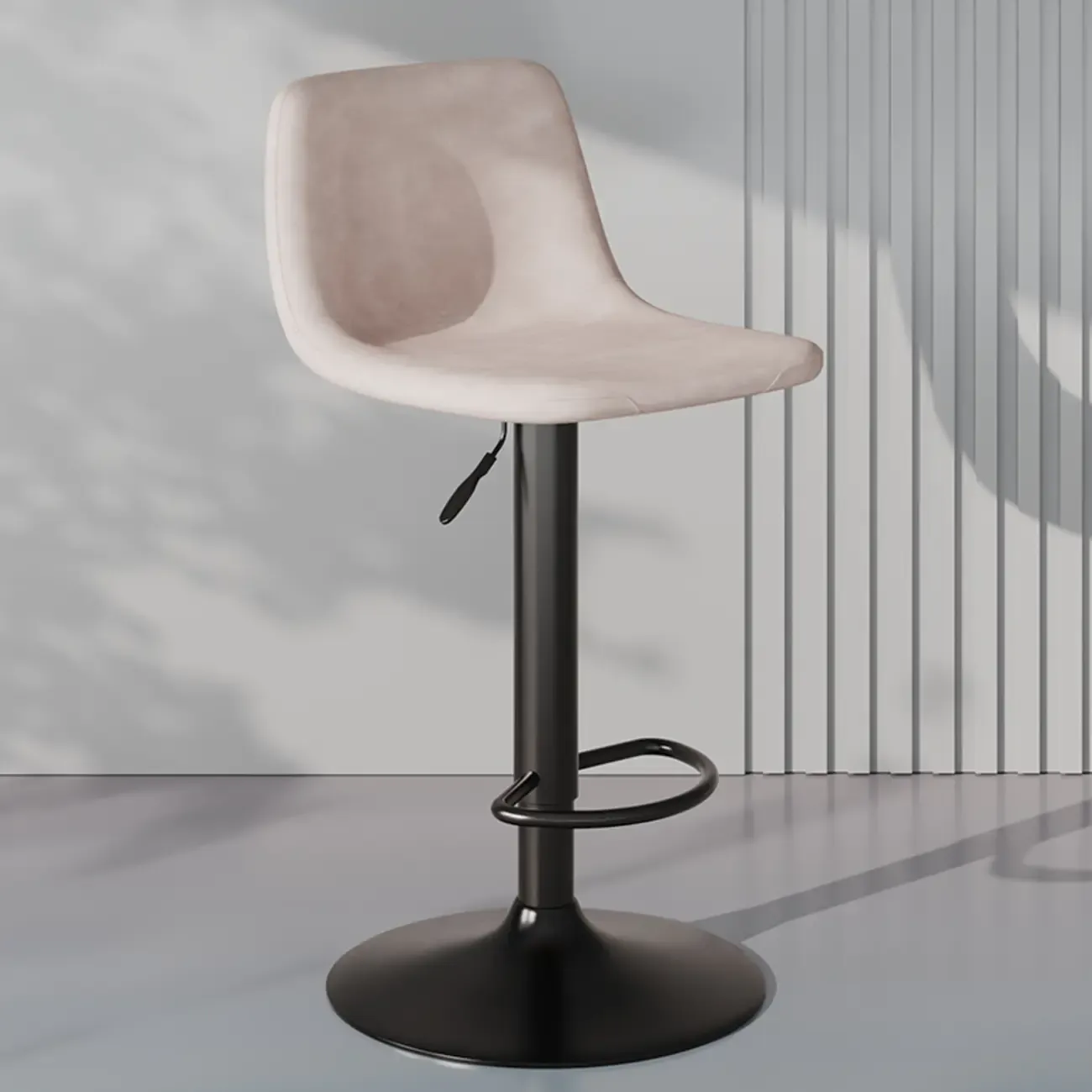 Modern Leather Swivel Bar Stool Adjustable Height Image - 8