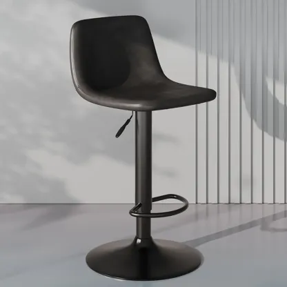 Modern Leather Swivel Bar Stool Adjustable Height Image - 9