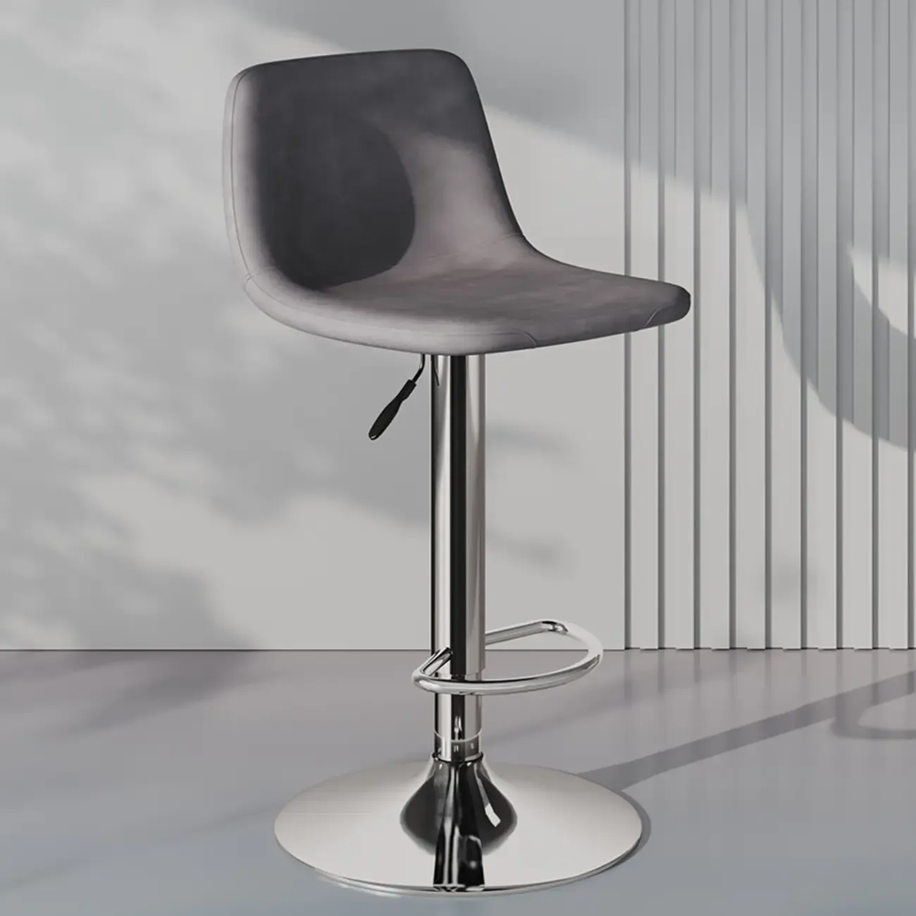 Modern Leather Swivel Bar Stool Adjustable Height Image - 12