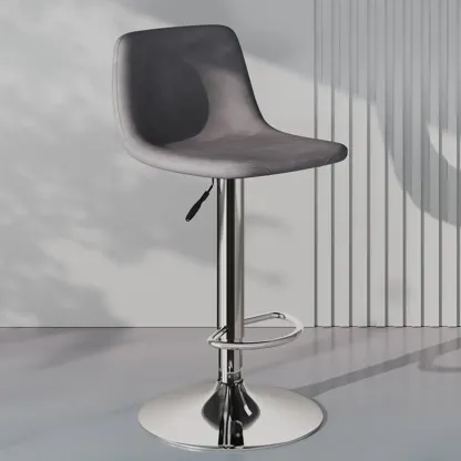 Modern Leather Swivel Bar Stool Adjustable Height Image - 12