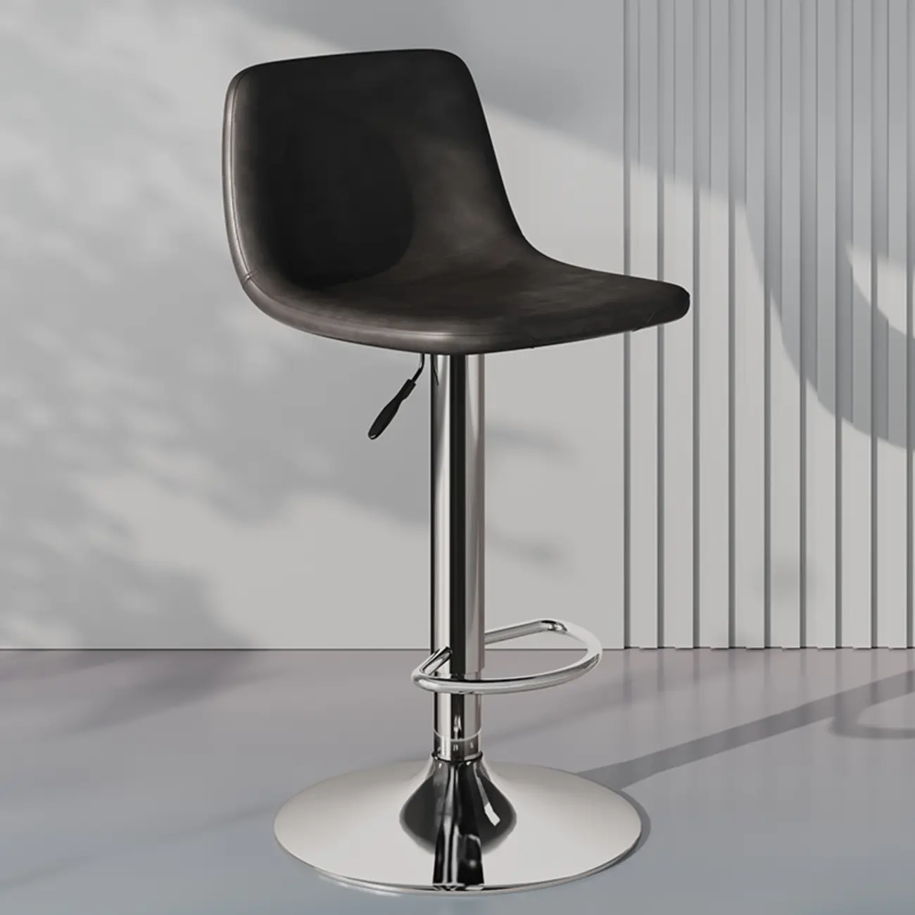 Modern Leather Swivel Bar Stool Adjustable Height Image - 15 | homeyfad