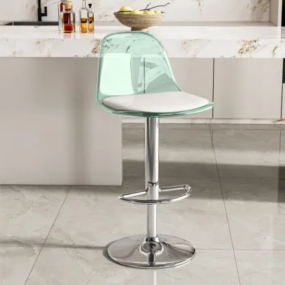 Transparent Acrylic Cushioned Swivel Adjustable Bar Stool Image - 2