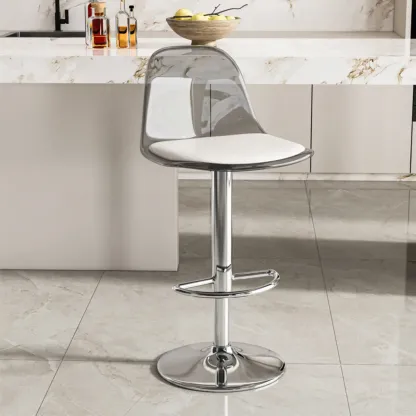 Transparent Acrylic Cushioned Swivel Adjustable Bar Stool Image - 5