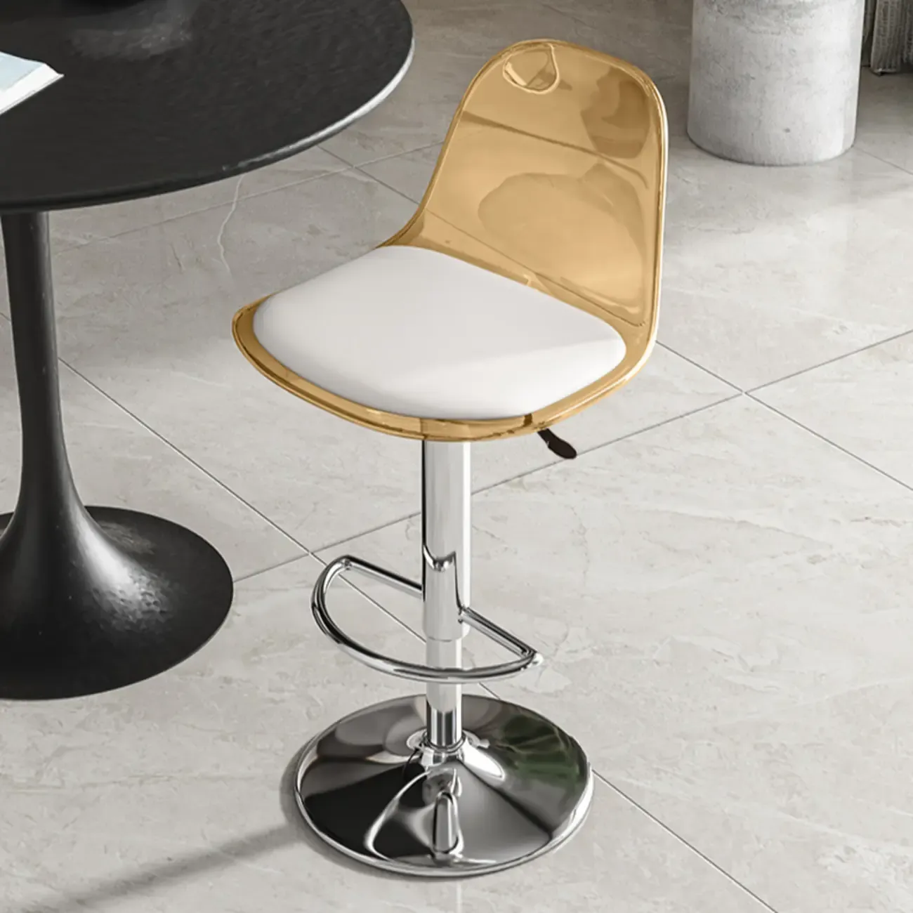 Transparent Acrylic Cushioned Swivel Adjustable Bar Stool Image - 13