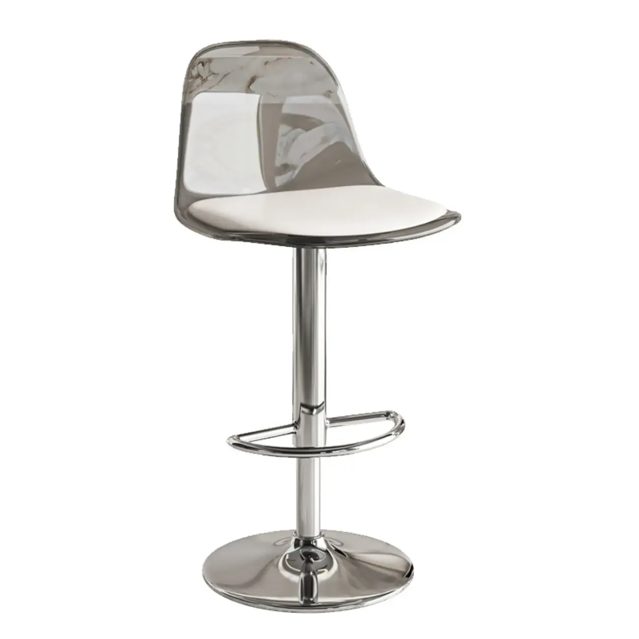 Transparent Acrylic Cushioned Swivel Adjustable Bar Stool Image - 14