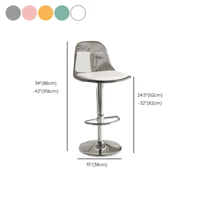 Transparent Acrylic Cushioned Swivel Adjustable Bar Stool #size