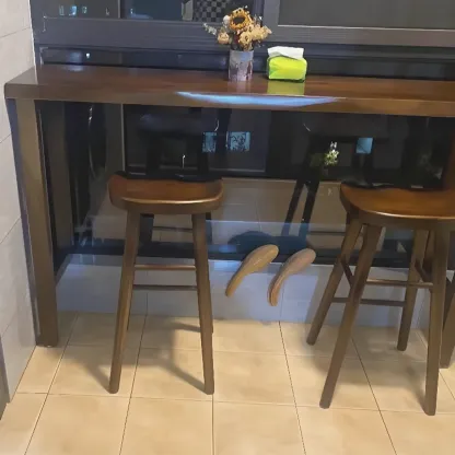  Simple Brown Pine Wood Sled Bar Table for Pub Image - 5