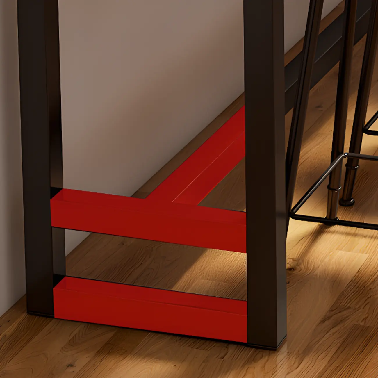 Simple Brown Black Wooden Trestle Bar Tables Image - 4 | homeyfad