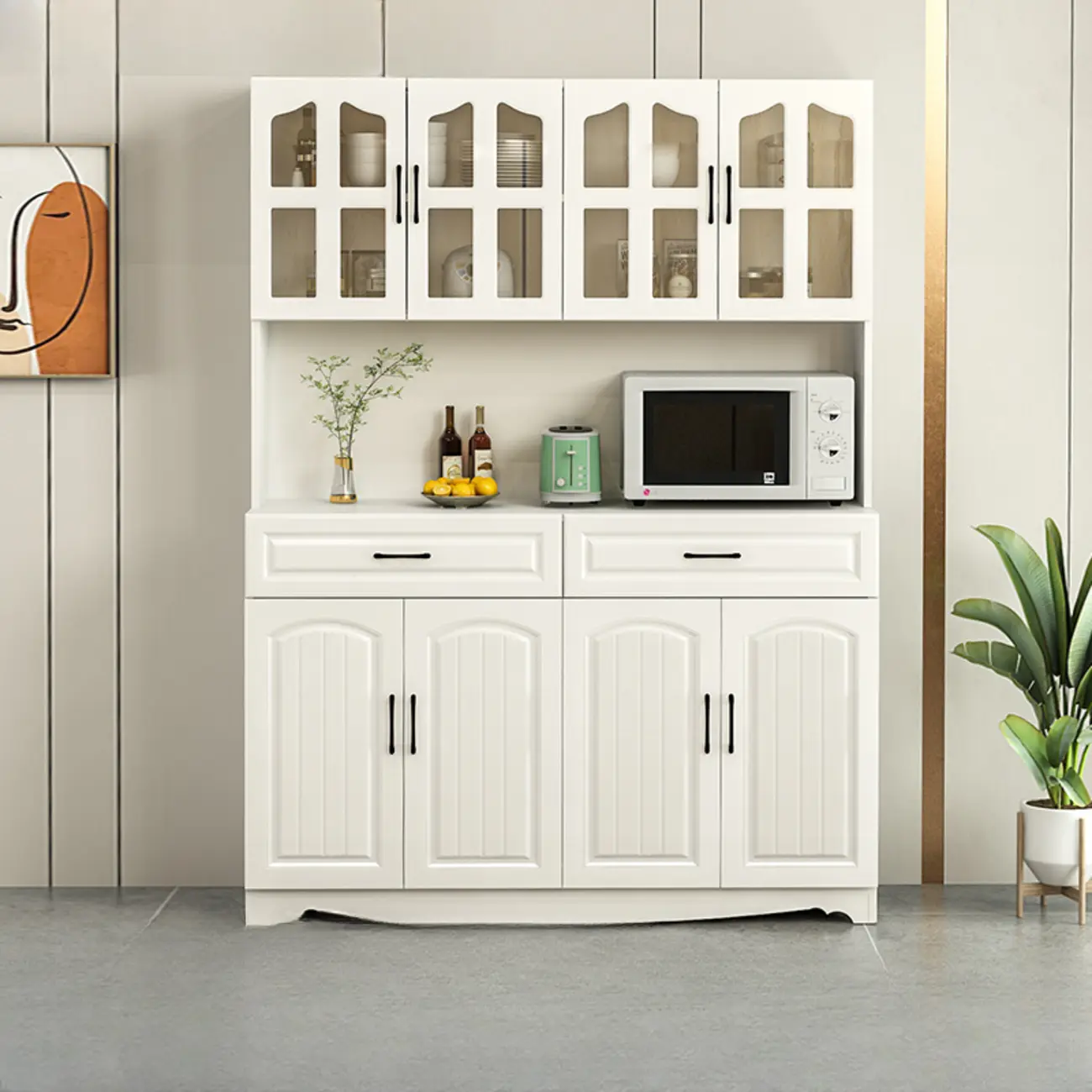 Kitchen Wooden Multi-Storage Sideboard with Microwave Stand Image - 1 | homeyfad