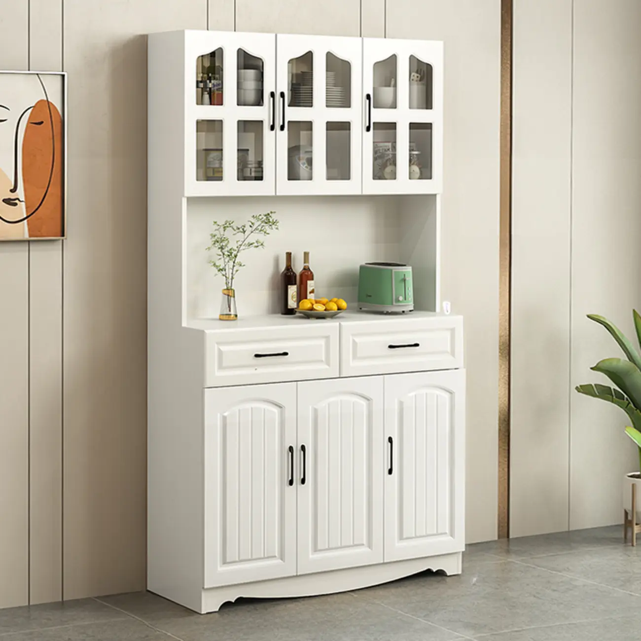 Kitchen Wooden Multi-Storage Sideboard with Microwave Stand Image - 6 | homeyfad