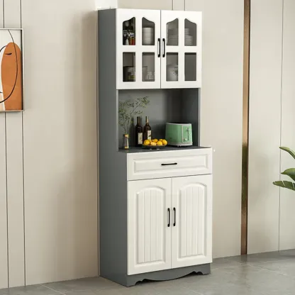 Kitchen Wooden Multi-Storage Sideboard with Microwave Stand Image - 13