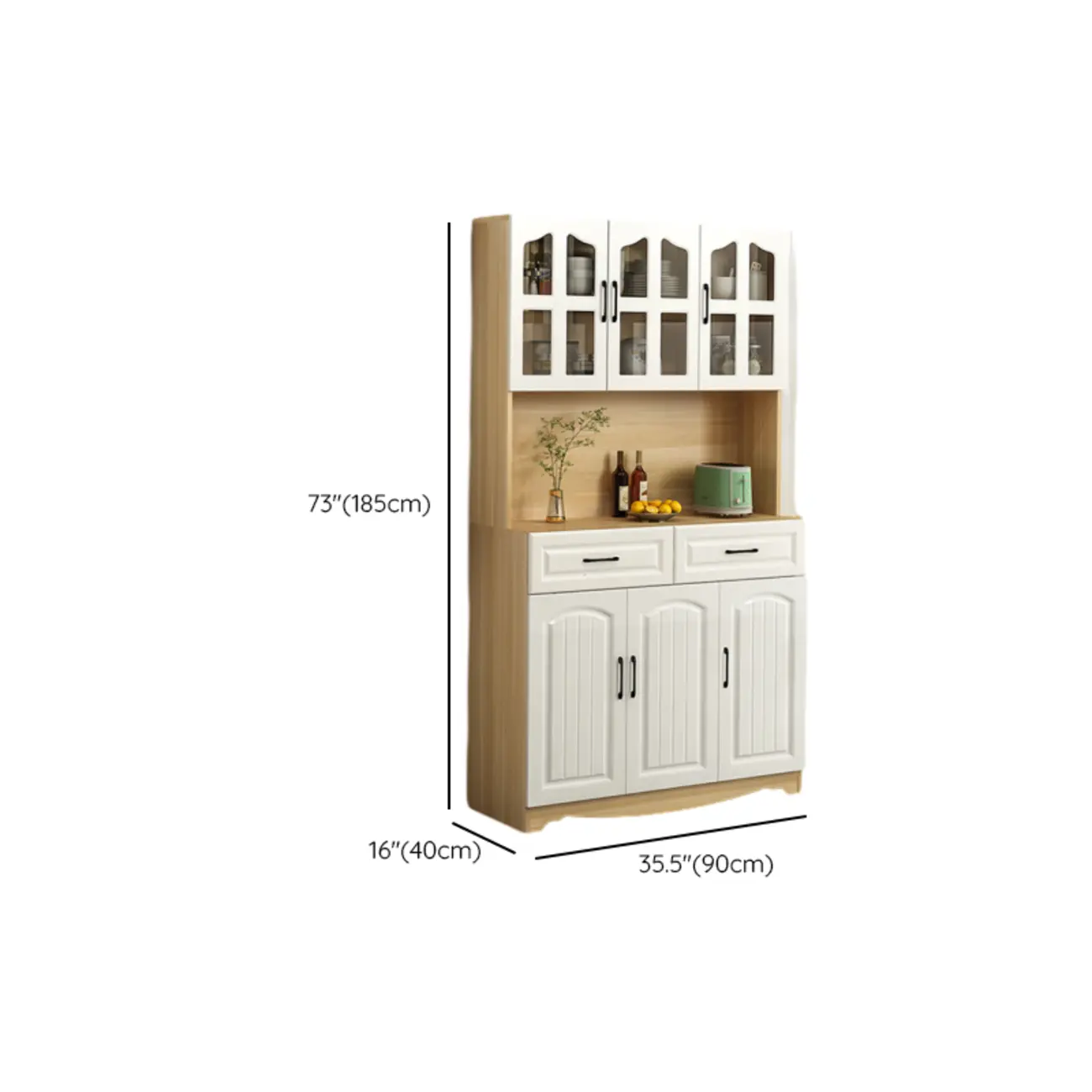 Kitchen Wooden Multi-Storage Sideboard with Microwave Stand Image - 24 | homeyfad