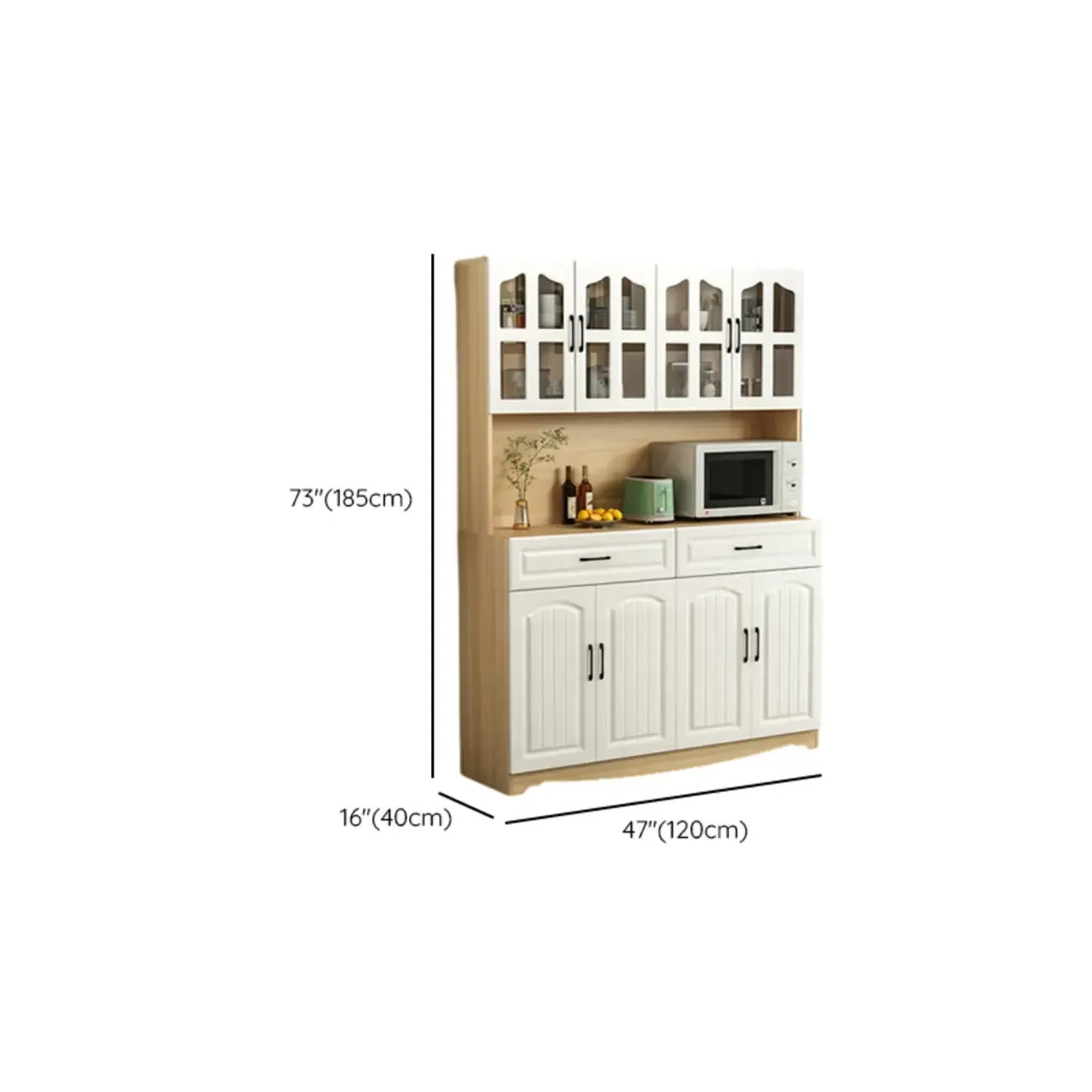Kitchen Wooden Multi-Storage Sideboard with Microwave Stand Image - 25