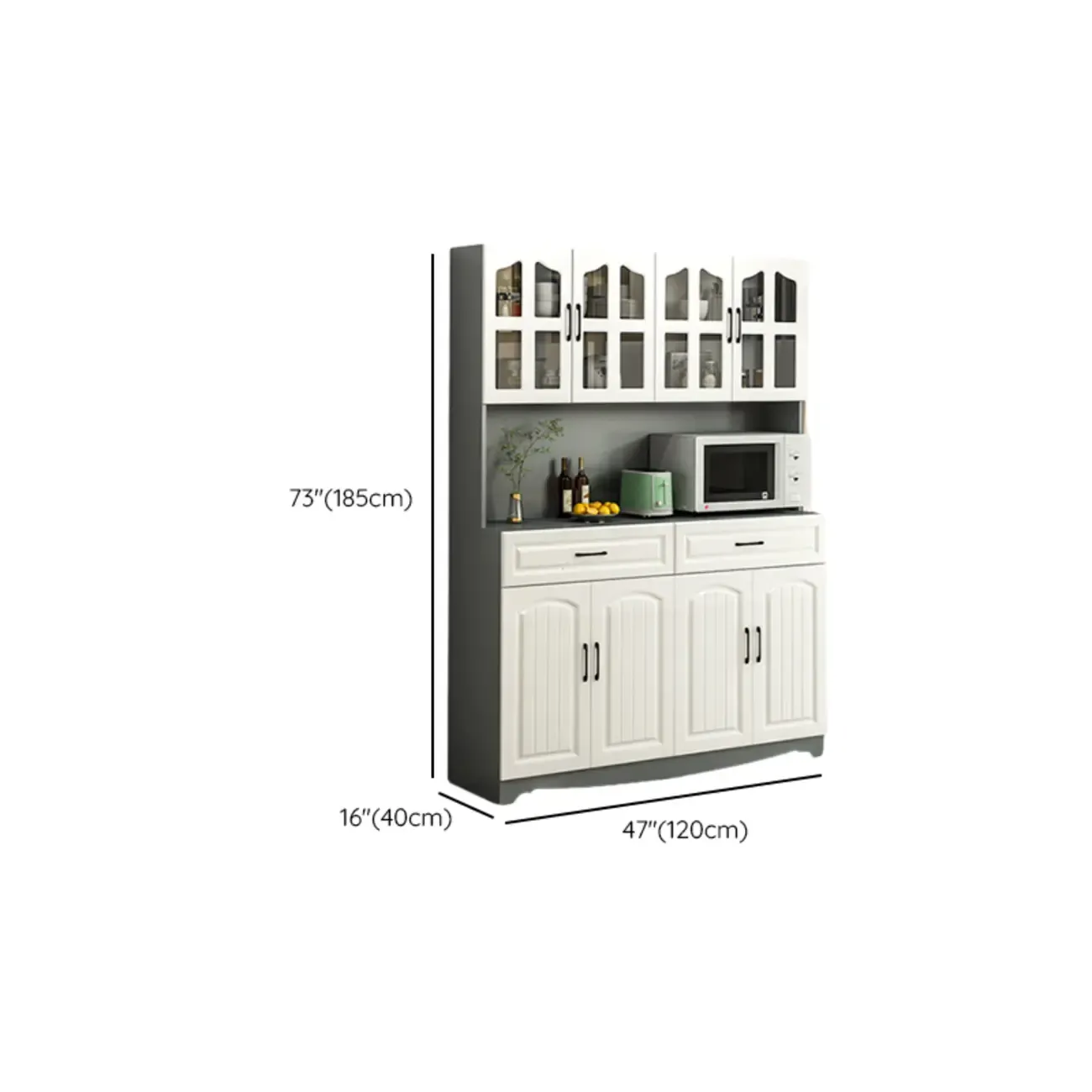 Kitchen Wooden Multi-Storage Sideboard with Microwave Stand Image - 28