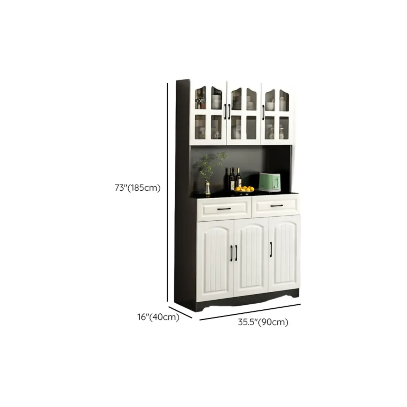 Kitchen Wooden Multi-Storage Sideboard with Microwave Stand Image - 30