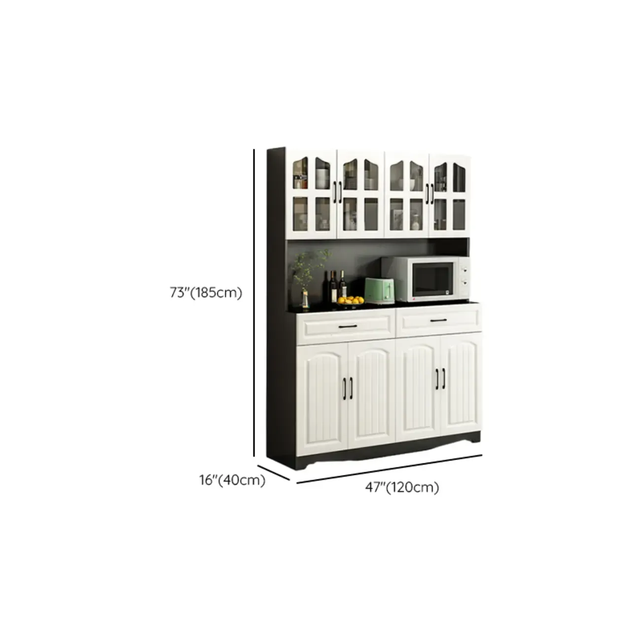 Kitchen Wooden Multi-Storage Sideboard with Microwave Stand Image - 31