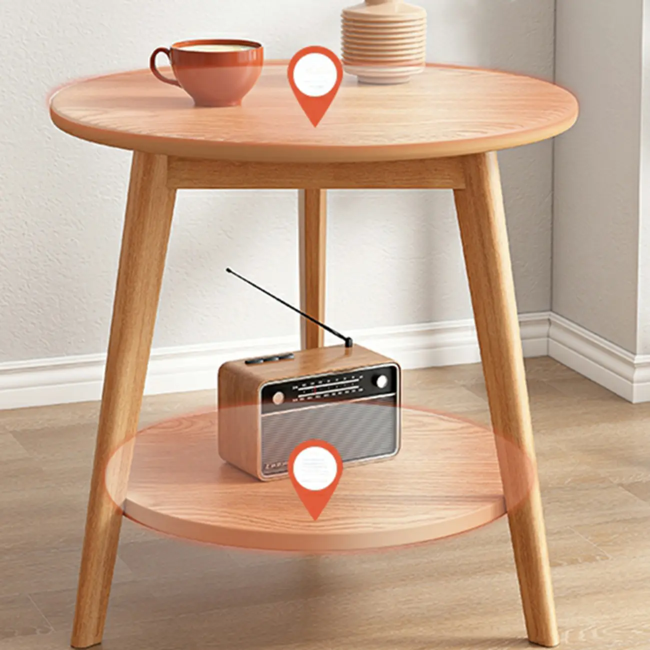 Contemporary Natural Wood Round three Legs Side Table Image - 8 | homeyfad
