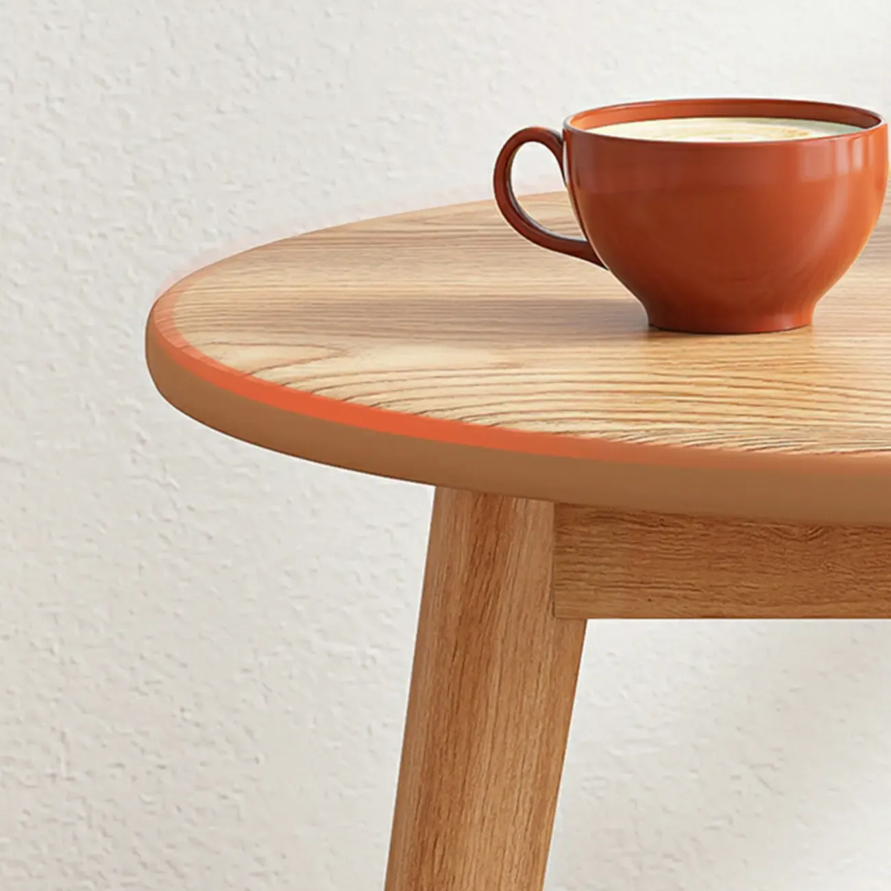 Contemporary Natural Wood Round three Legs Side Table Image - 13