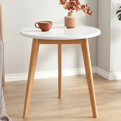 Contemporary Natural Wood Round three Legs Side Table Image - 18