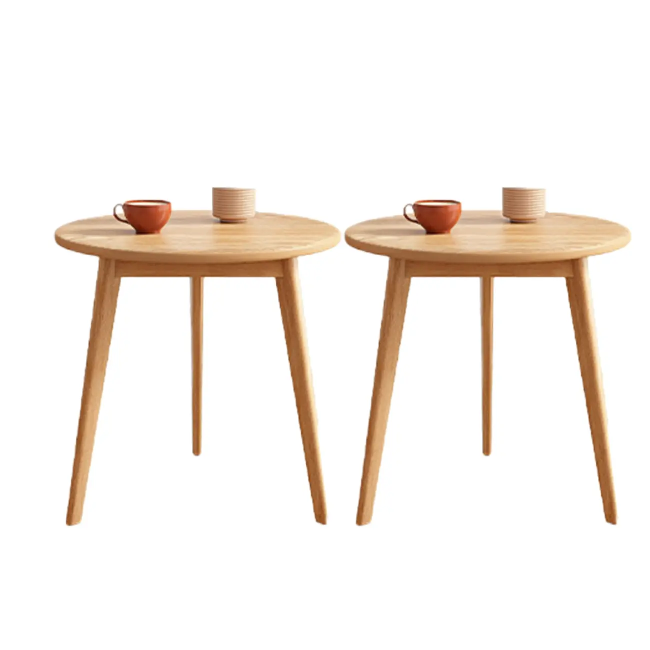 Contemporary Natural Wood Round three Legs Side Table Image - 24 | homeyfad