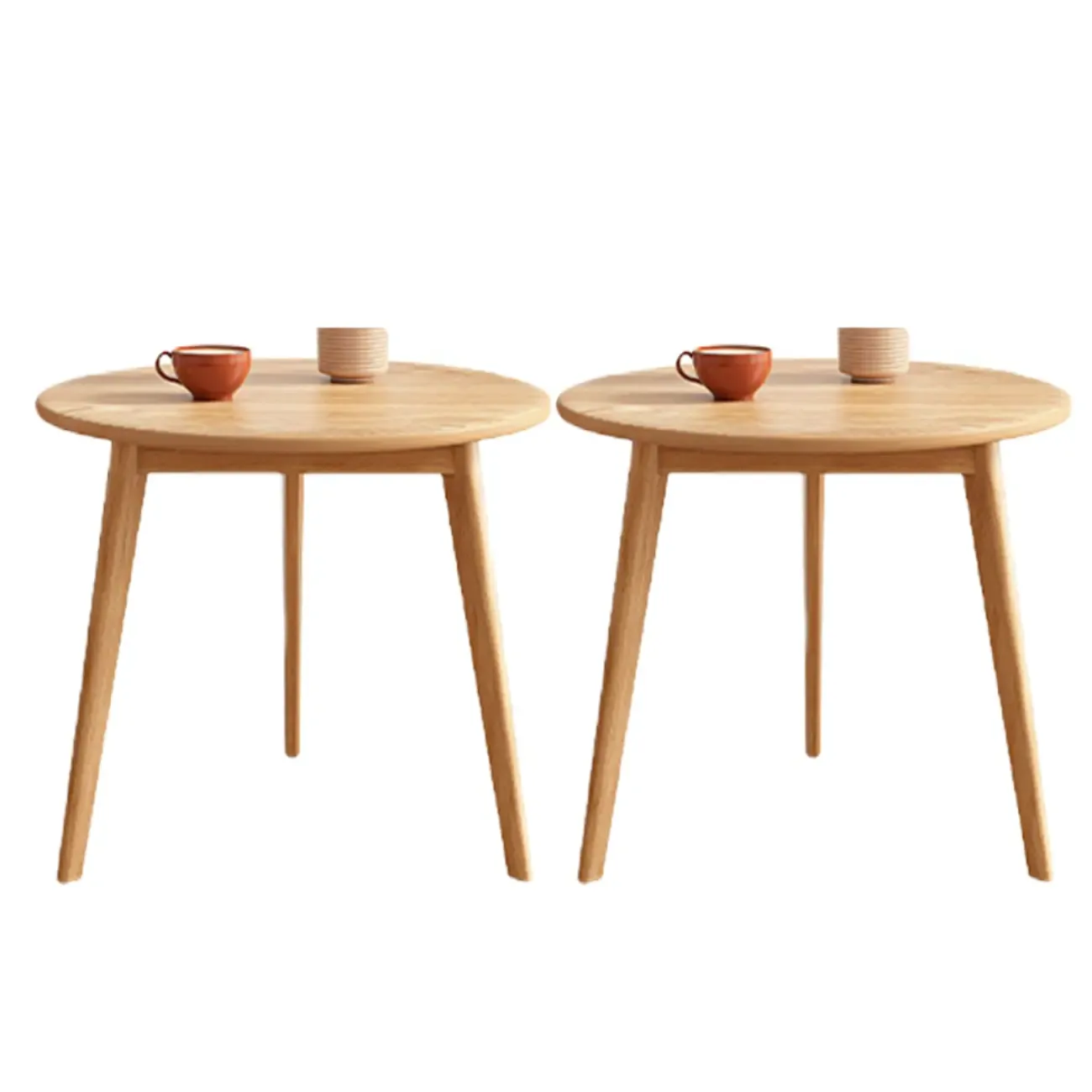 Contemporary Natural Wood Round three Legs Side Table Image - 25