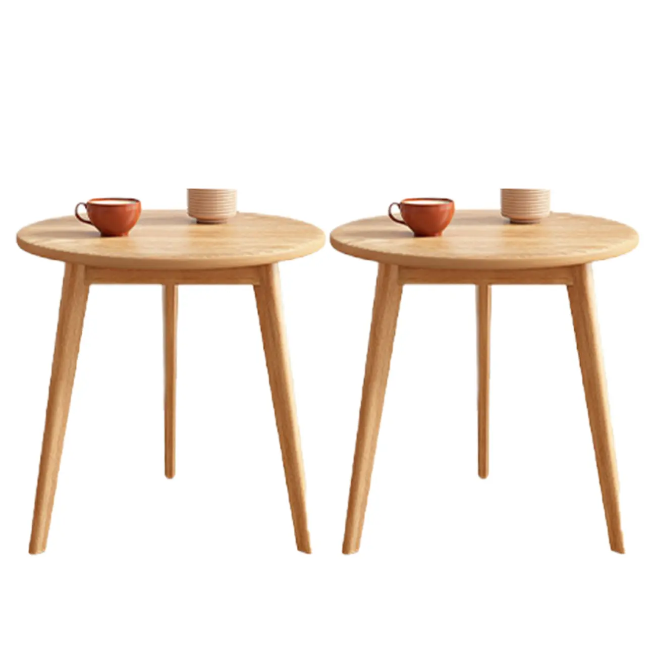 Contemporary Natural Wood Round three Legs Side Table Image - 26 | homeyfad