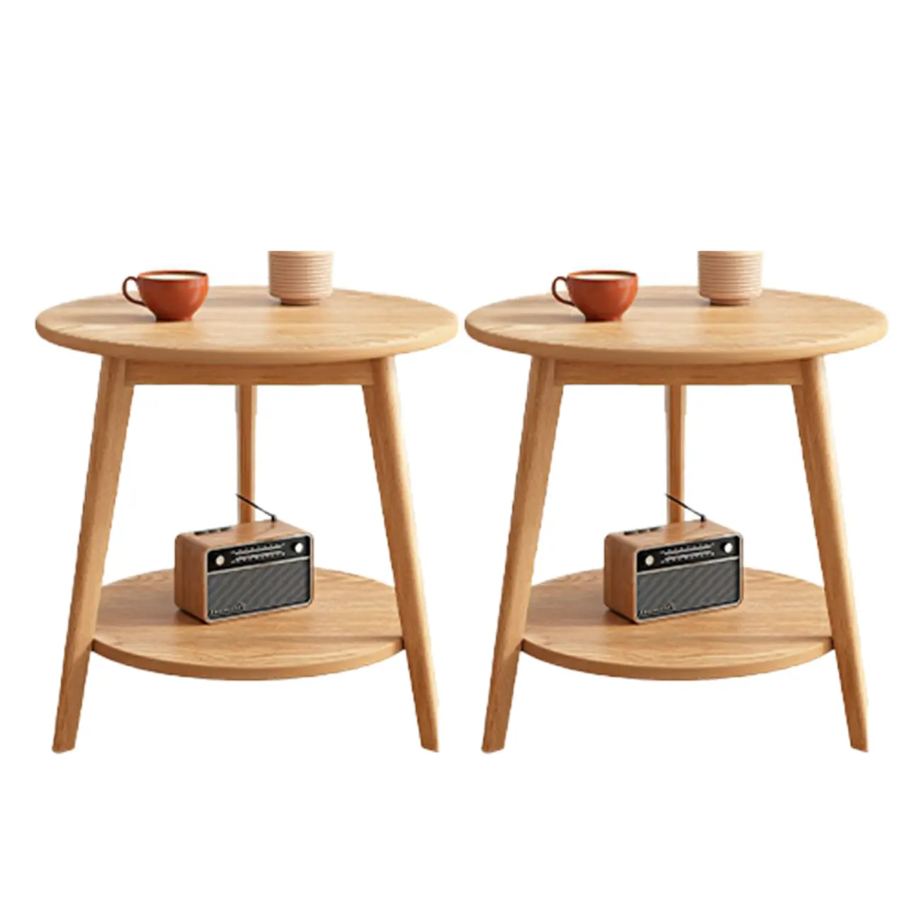 Contemporary Natural Wood Round three Legs Side Table Image - 29 | homeyfad