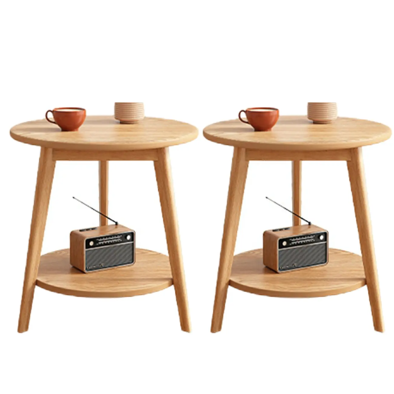 Contemporary Natural Wood Round three Legs Side Table Image - 30 | homeyfad