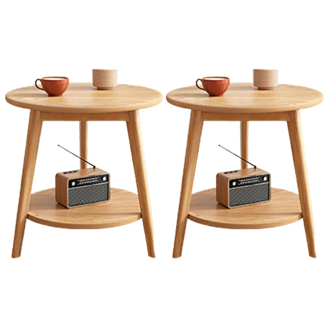 Contemporary Natural Wood Round three Legs Side Table Image - 31 | homeyfad