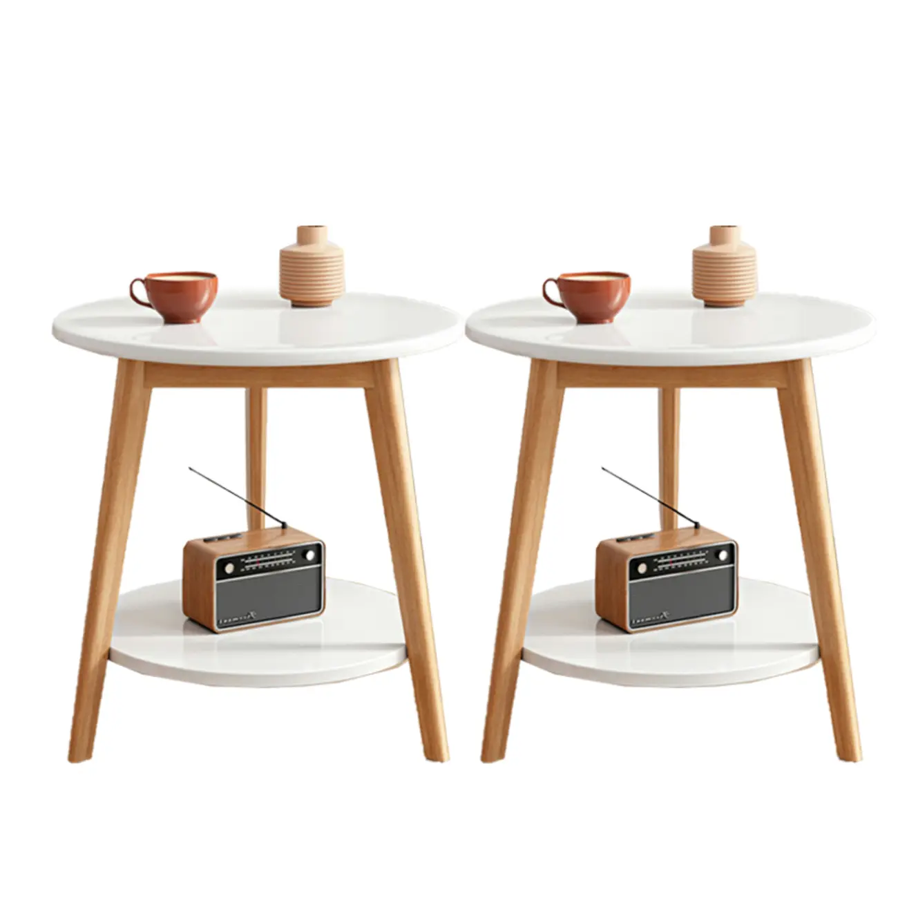 Contemporary Natural Wood Round three Legs Side Table Image - 32 | homeyfad