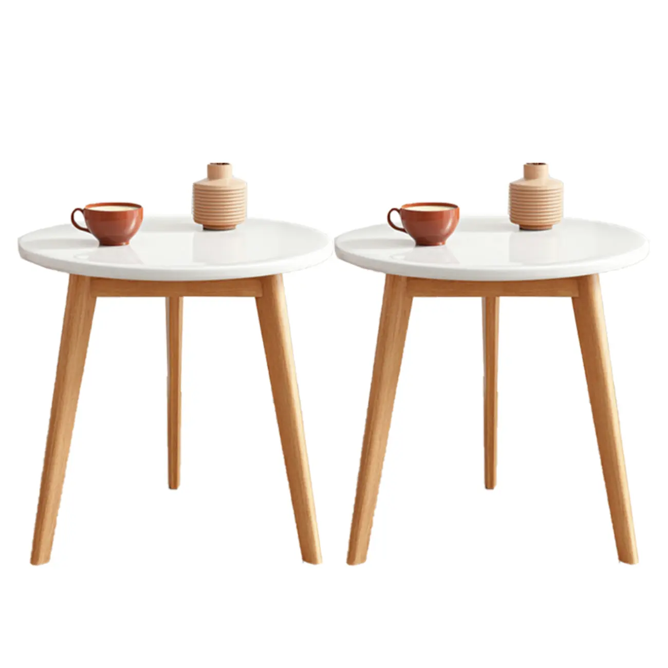 Contemporary Natural Wood Round three Legs Side Table Image - 36 | homeyfad