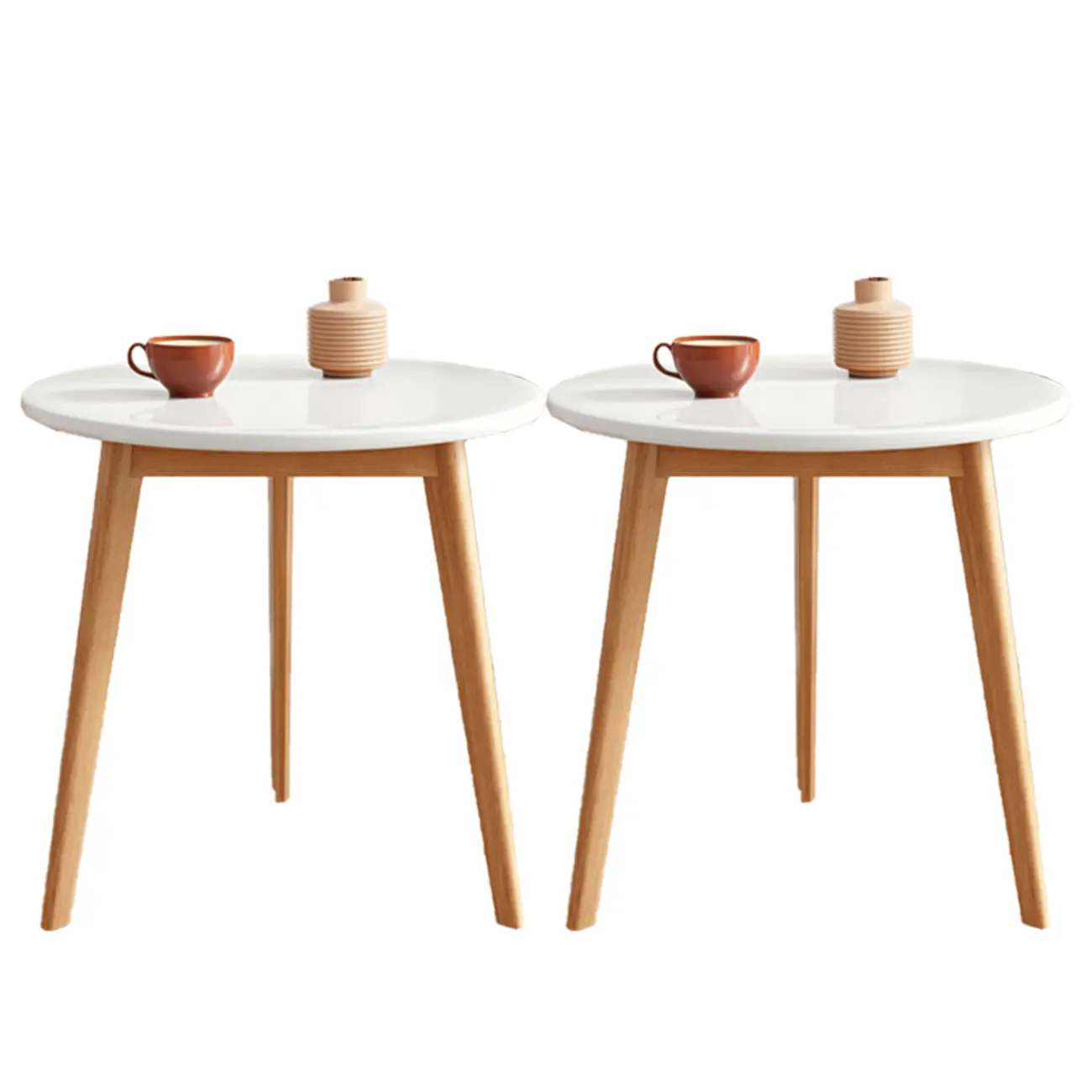 Contemporary Natural Wood Round three Legs Side Table Image - 38 | homeyfad