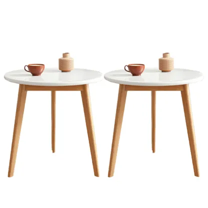 Contemporary Natural Wood Round three Legs Side Table Image - 38