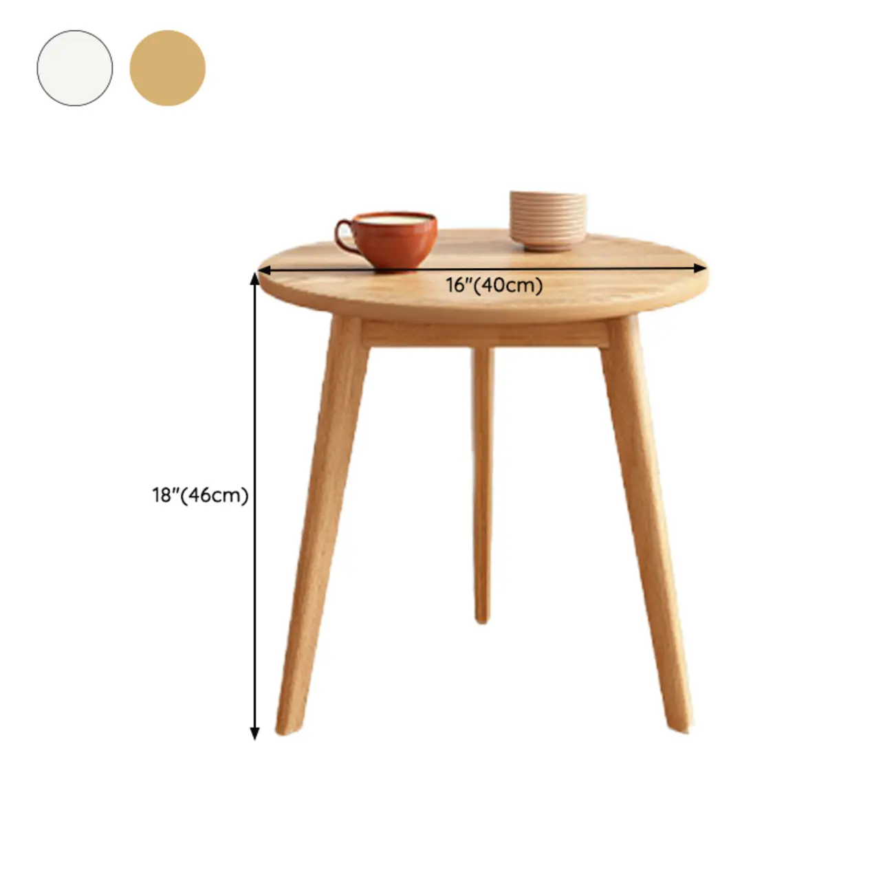 Contemporary Natural Wood Round three Legs Side Table #size | homeyfad
