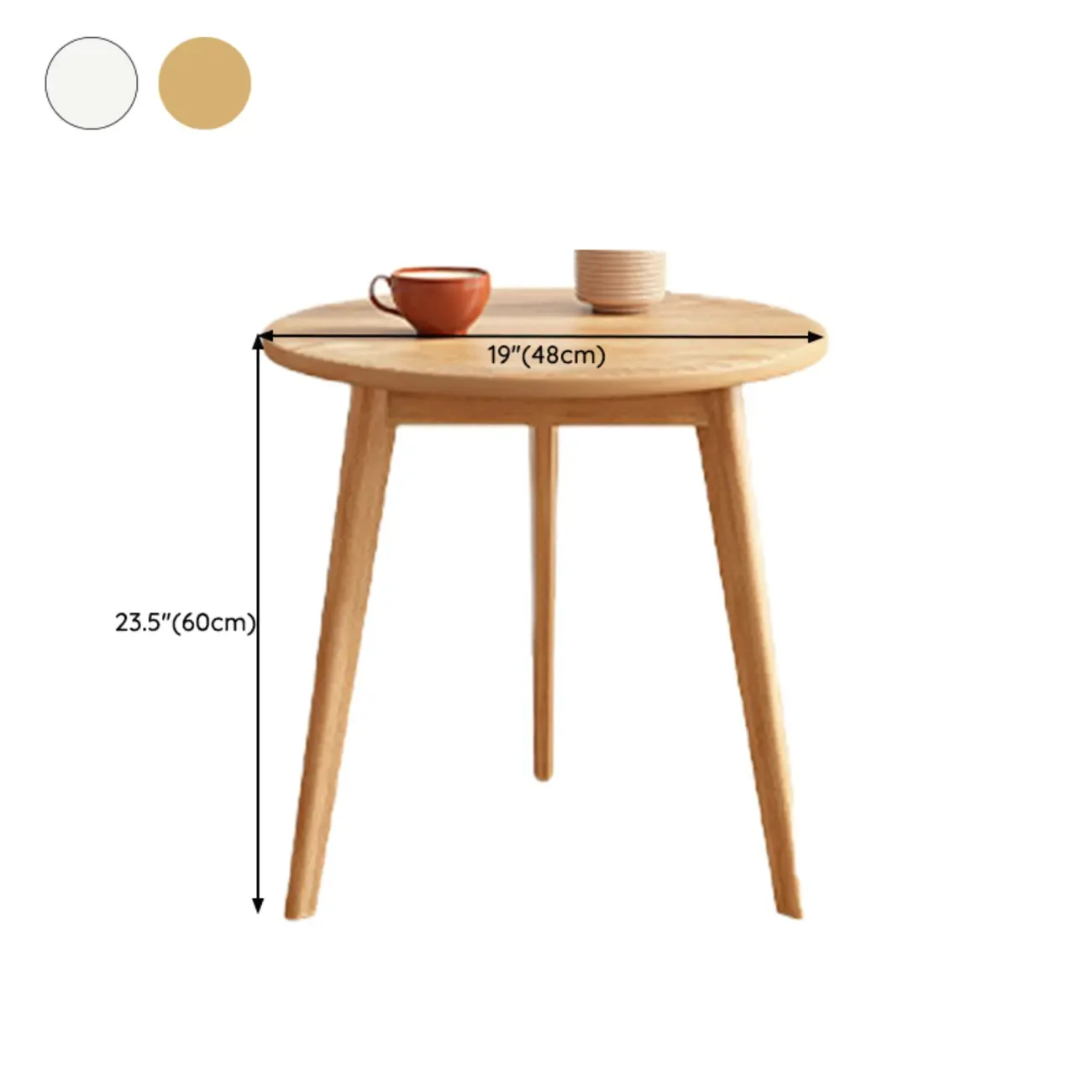 Contemporary Natural Wood Round three Legs Side Table Image - 40