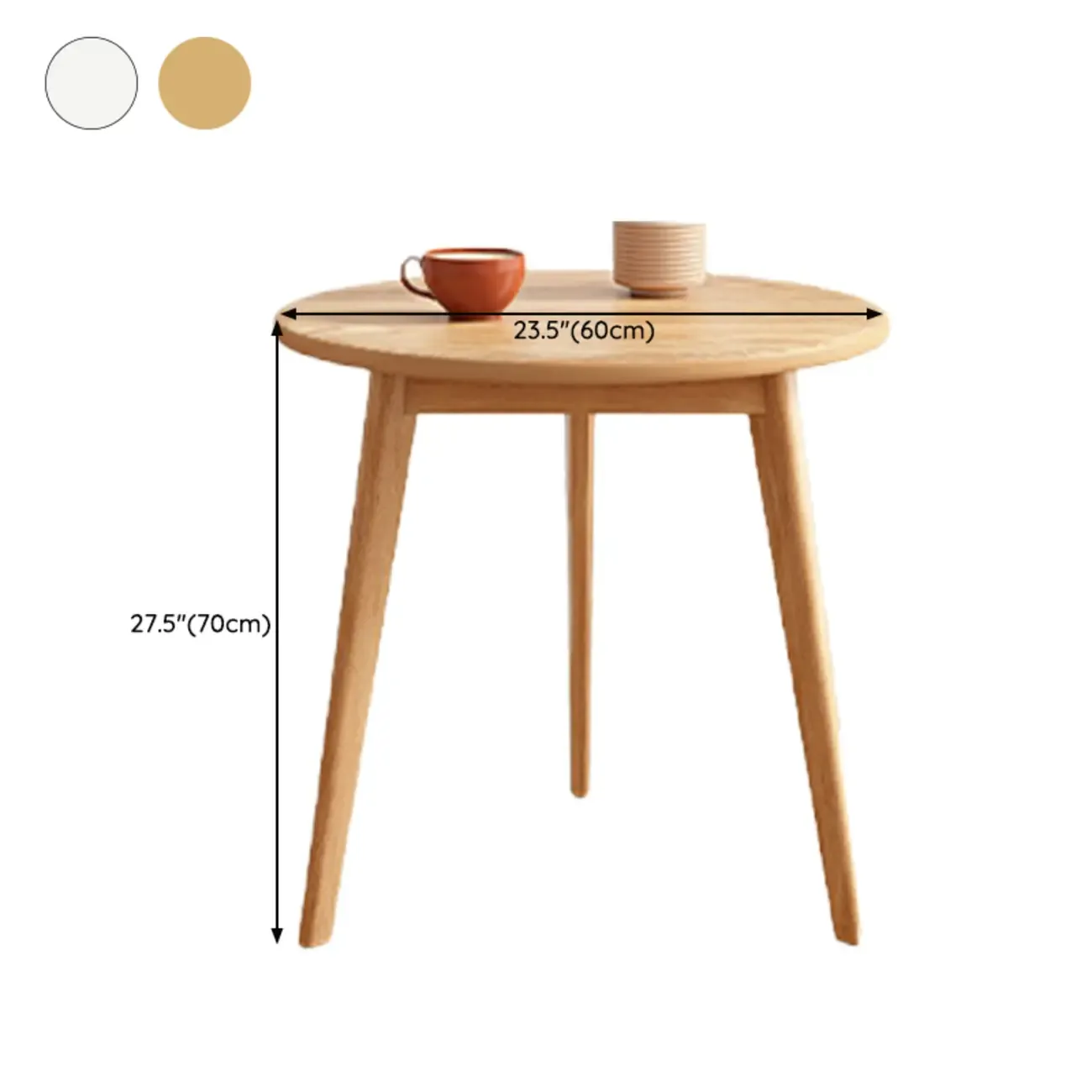 Contemporary Natural Wood Round three Legs Side Table Image - 42